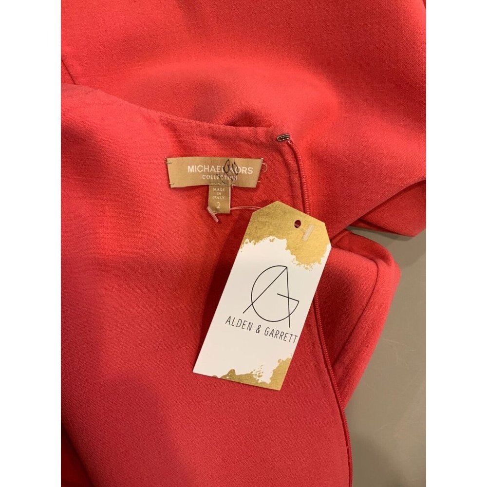 Michael Kors Collection Coral Pink Wool Crepe Fit & Flare Dress, Size 2 - Picture 9 of 9